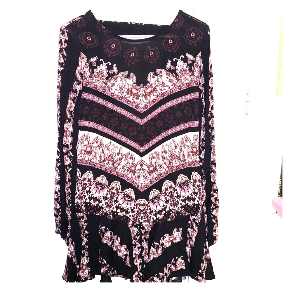 Free People Long Sleeve Open Back Dress